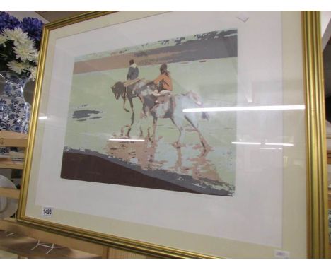 A limited edition screen print, 16/20, entitled 'Riders on the Shore' by Newlyn Society of Artist's member Mary Beresford Wil