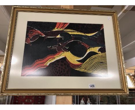 A 1960's abstract lino cut/screen print by D.R. Adamson, signed D.R.A and dated 1963.