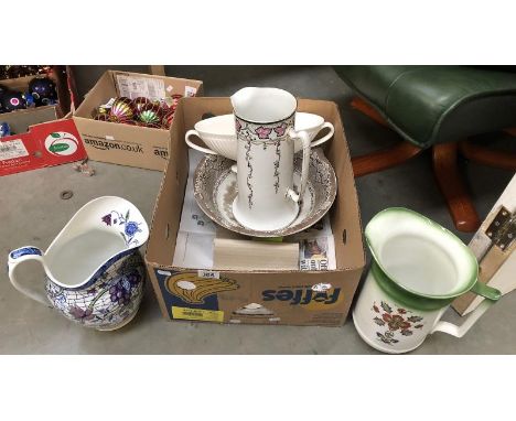 A quantity of large jugs and basin etc.