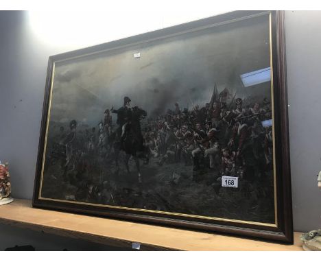 A framed and glazed Battle of Waterloo print.