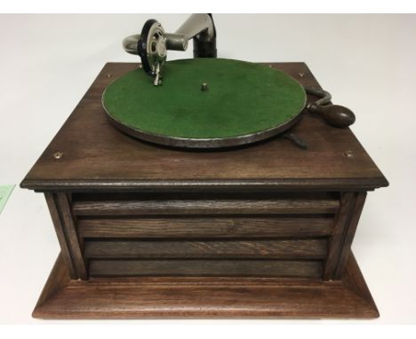 A oak case table top Zonophone gramophone.