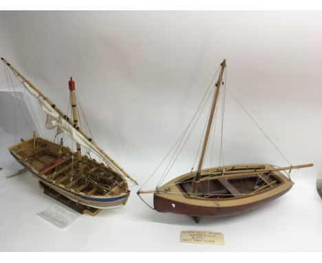A final, similar lot of well detailed model scratch built boats.Approx 56 and 59cm long
