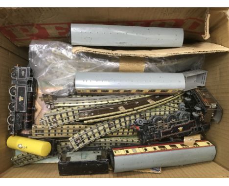 A Hornby train set, no box, together with an Airfix model of a Corsair airplane.