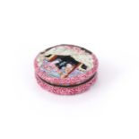 A Chinese canton enamel 'European subject' circular snuff box and cover
