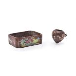 Two Chinese Yixing enamelled bird feeders