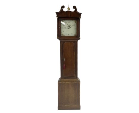 John Holt of Newark - 19th century 30-hour mahogany longcase clock c 1820, with a swans neck pediment and ball and spire fini