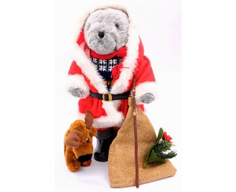 Dean's Rag Book (UK) Lakeland Bears Father Christmas teddy bear, brown with black fleck plush, plastic eyes, fully jointed, o