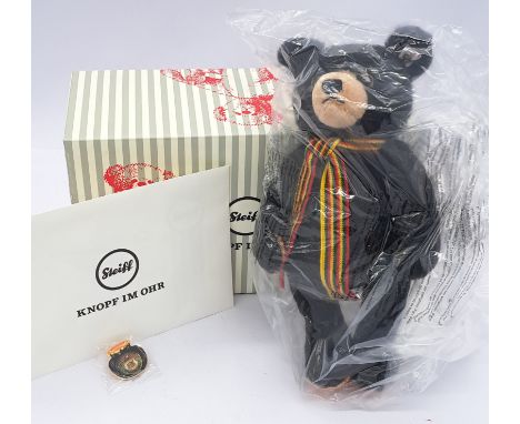 Steiff Marmite teddy bear, white tag 691003, swing label, certificate, pin badge, Mint in sealed plastic packaging, within Go