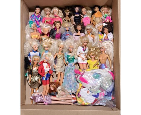 Barbie collection of vintage dolls, plus assorted clothing; mostly c. 1970s, damage throughout; including Disney Pocahontas a