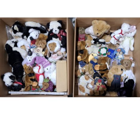 Large collection of Boyds plush teddy bears, plus some accessories such as large sign and wooden sled, Good Plus (some with s