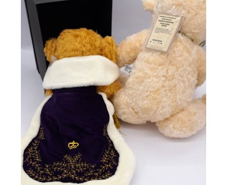 Merrythought pair of teddy bears, including Coronation Cheeky Bear, LE 53/120, 2013, mohair, with swing label certificate, Ex