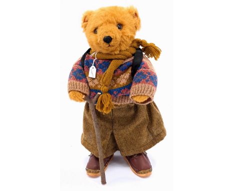 Dean's Rag Book (UK) Lakeland Bears vintage teddy bear, blonde plush, plastic eyes, fully jointed, original clothing, MISSING