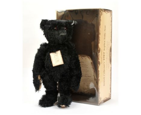 Steiff British Collectors replica 1912 Titanic teddy bear, 1989, white tag 406829, black mohair, LE 3000, chest tag, certific