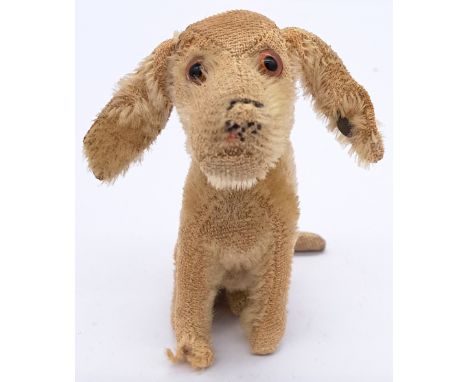 Steiff Treff vintage mohair dog, 3311H, with original button in ear, glass eyes, very sparse mohair due to age, c. 1931-1934,