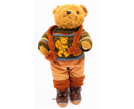 Dean's Rag Book Lakeland Bears (UK) vintage teddy bear, blonde plush, plastic eyes, fully jointed, original clothing (holes t