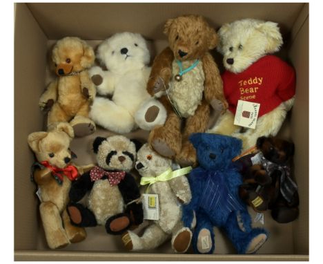 Assortment of modern teddy bears plus vintage Merrythought Cheeky Bear, including other Merrythought bears, Teddy Bears by Ha