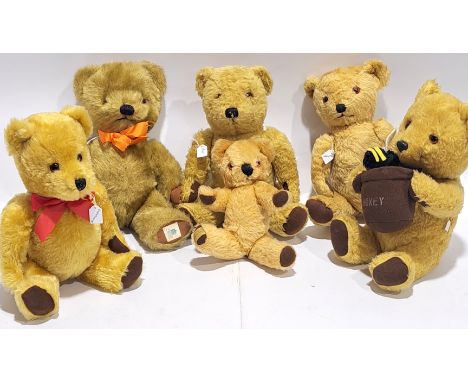 Collection of vintage teddy bears including Merrythought, Dean's and Chad Valley, mixture of plush and mohair, Good to Excell