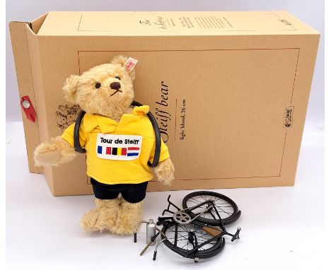 Tour de Steiff teddy bear and bicycle set, white tag 661570, exclusive to France, Belgium and The Netherlands, LE 1500, certi