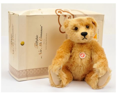 Steiff New Mr Cinnamon teddy bear, white tag 038846, LE 3000, blonde mohair bear with brown airbrushed features, chest tag, c