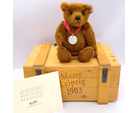 Steiff Club Edition Messe Liepzig 1903 teddy bear, white tag 420351, LE to the year 2003, certificate, Excellent Plus within 