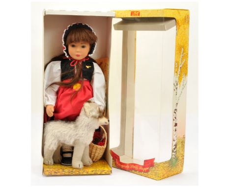 Steiff Red Riding Hood vinyl doll with mohair wolf, LE 723/1000, with certificate, chest tag, white tag 0127/22, Near Mint to
