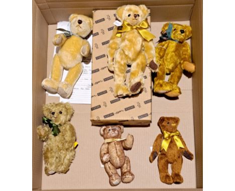 Dean's Rag Book collection of smaller mohair teddy bears; including Hardy 2000 membership bear, George (1405/3000), Humphrey 