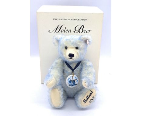 Steiff Windmill Bear, 2001, Netherlands exclusive, white tag 660269, LE 1500, white mohair with blue tip, chest medallion, ce