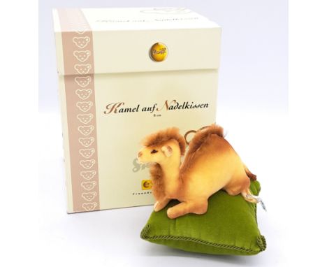 Steiff Camel on a Pin Cushion 1904 replica, white tag 420474, complete with certificate, Near Mint to Mint, within Excellent 