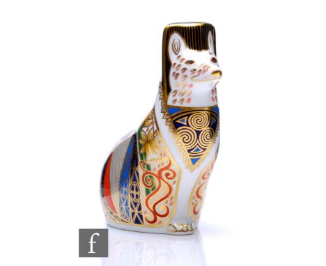 A limited edition Royal Crown Derby Welsh Corgi paperweight, no. 353/500, no button, sold with box and certificate, height 13