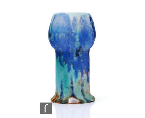 A Clarice Cliff Inspiration Flame Bouquet shape 268 vase circa 1930, hand painted with stylised flowers and foliage in tonal 