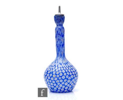 An early 20th Century Italian Murano glass bottle of globe and shaft form decorated with yellow and white star form murrine c