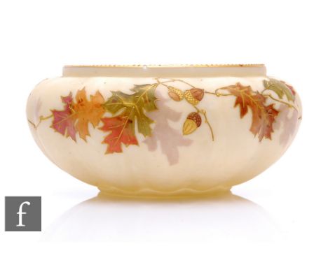 A late 19th Century Smith Brothers of America glass bowl, the body of low shouldered and lobed form with shallow collar rim, 