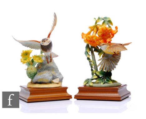 A Royal Worcester model of Carolina Wren and Trumpet Creeper, modelled by James Alder, printed marks, complete with certifica