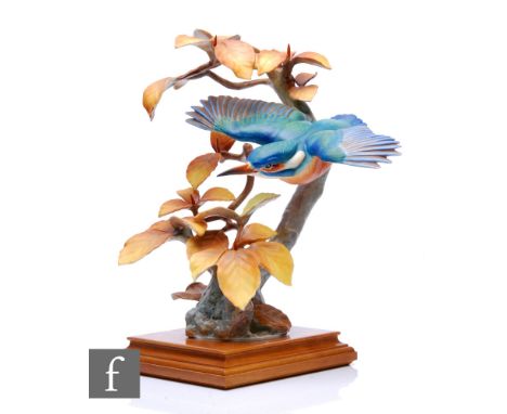 A Royal Worcester model of a Kingfisher and Autumn Beech, modelled by Dorothy Doughty, printed marks, complete with certifica