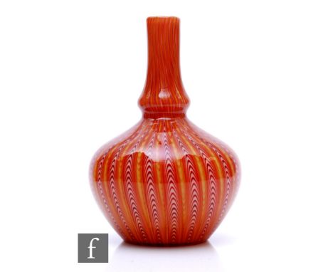 A late 19th Century Stourbridge glass vase, possibly Stevens &amp; Williams, the shouldered ovoid body with a gourd form coll