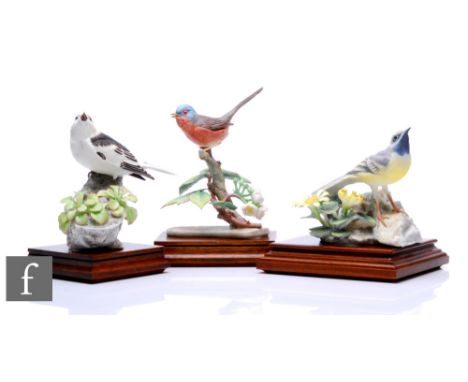 A Royal Worcester model of Grey Wagtail and Celandine, modelled by Dorothy Doughty, printed marks, complete with certificate 