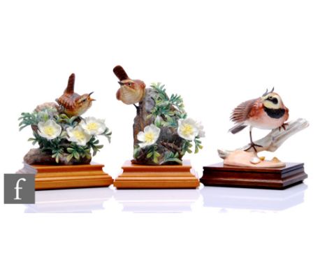 A Royal Worcester model of Cock Wren and Burnet Rose, modelled by Dorothy Doughty, printed marks, complete with certificate o