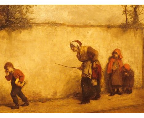 1831 - 1893 John Burr R B A Roi ARWS signed oil on canvas of a naughty child 62 x 38 cm