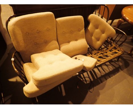 Ercol three piece suite with oatmeal button cushions
