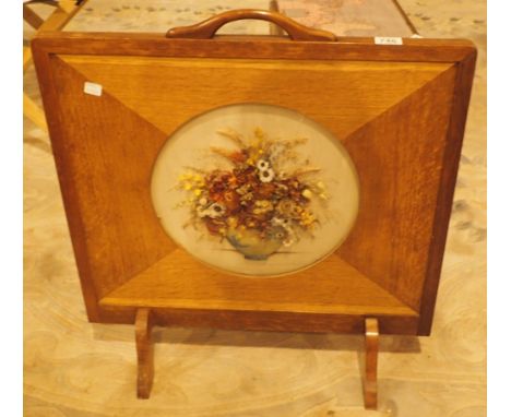 Oak framed firescreen by L A Nive 