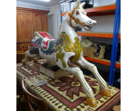 AA carved wood and hand painted fair ground carousel Galloper horse, carved by Woody White a well known carver of fairground 