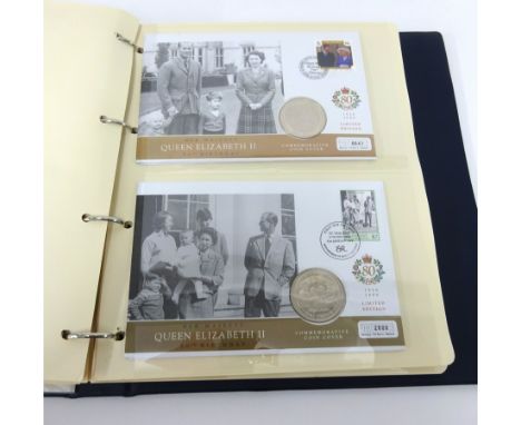 A collection first day coin covers, limited edition, 'Her Majesty QEII 80th Birthday Collection', in album, together with Geo