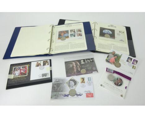 A collection of various Westminster mint commemorative coins, The Millennium issue first aid cover coin collection, Diana Pri