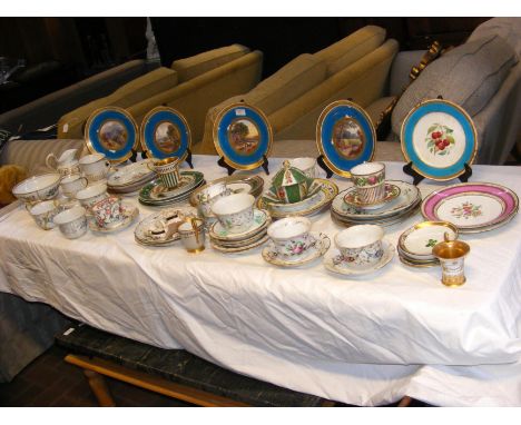 A quantity of cabinet plates including Jeremiah Rhodes, cups and saucers, dolls tea set etc. (purportedly from the Nunwell es