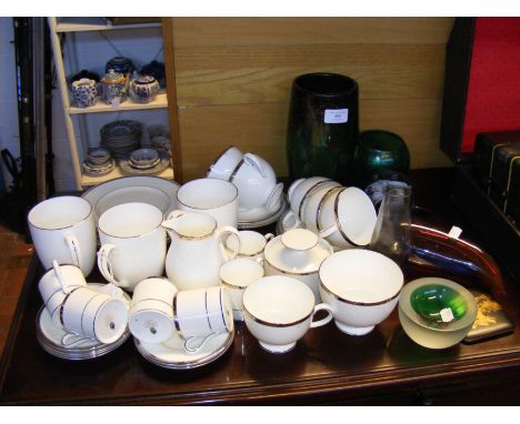 Wedgwood 'Carlyn' pattern tea service, together with assorted studio glass and oriental cigarette case 
