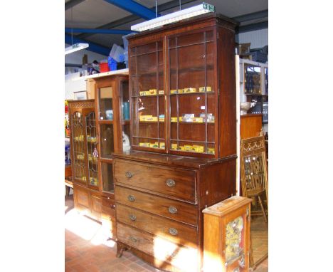 A 19th century mahogany secretaire bookcase, top drawer with fitted interior