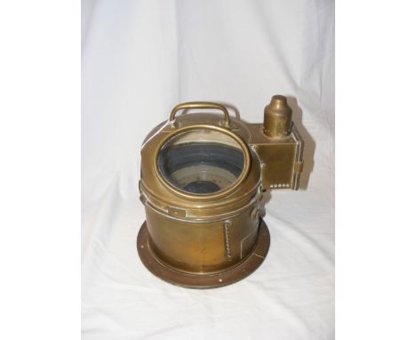 A brass cased Naval binnacle compass - 18cm high