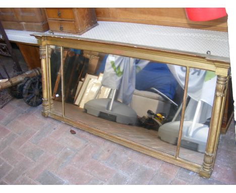 A 19th century gilt overmantel mirror - 135cm x 62cm