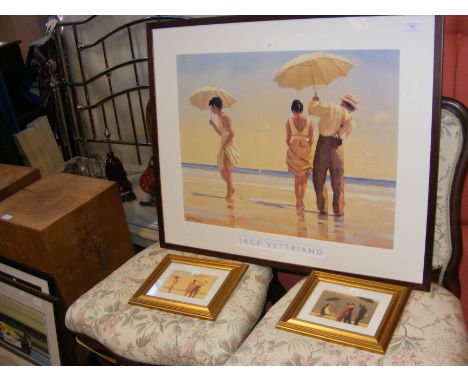 A large Jack Vettriano print, together with two smaller examples