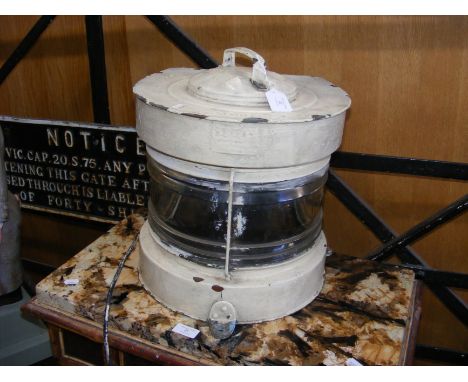 An old painted mast head ships lamp - 33cm high
